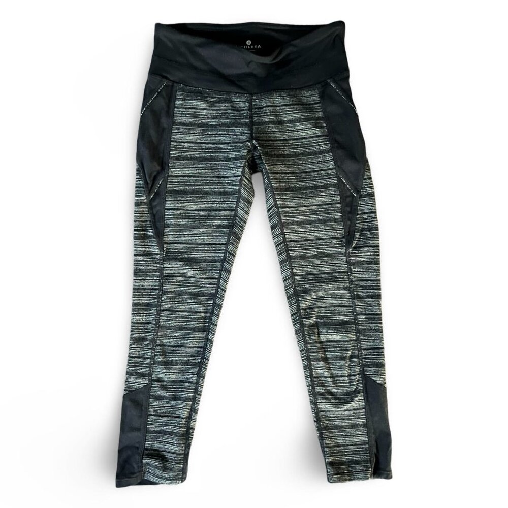 ATHLETA Elation Capri Leggings Black & Grey Size XXS